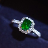 14k Gold 1 Ct Natural Emerald & Diamond Ring
