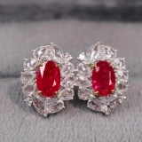 14k Gold 1.45 Ct Natural Ruby & Sapphire Earrings