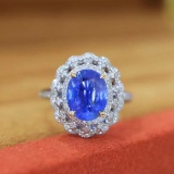 14k Gold 3.05 Ctw Natural Sapphire & Diamond Ring