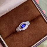 14k Gold 0.77 Ctw Natural Sapphire & Diamond Ring
