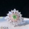 Gia Certified 14k Gold 2.64 Ctw Natural Green Diamond & Diamond & Cocktail Ring
