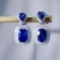 14k Gold 4.23 Ctw Natural Sapphire & Diamond Earrings