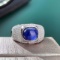 14k Gold 3.16 Ct Natural Sapphire & Diamond & Men¡¯s Ring