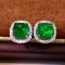 14k Gold 1.75 Ctw Natural Emerald & Diamond Earrings