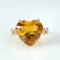 14k Gold 8.90 Ct Natural Citrine & Diamond & Solitaire Ring