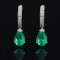 14k Gold 2.91 Ctw Natural Emerald & Diamond Earrings