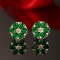 14k Gold 2.09 Ctw Natural Emerald & Diamond Earrings