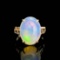 14k Gold 7.10 Ct Natural Opal & Diamond Ring