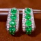 14k Gold 3.81 Ctw Natural Emerald & Diamond Earrings