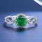 14k Gold 0.98 Ctw Natural Emerald & Diamond Ring