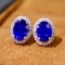 14k Gold 1.35 Ctw Natural Sapphire & Diamond Earrings