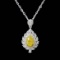 14k Gold 1.57 Ctw Natural Yellow Diamond & Diamond Necklace