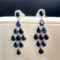 14k Gold 7.12 Ctw Natural Sapphire & Diamond Earrings
