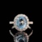 14k Gold 2.80 Ct Natural Aquamarine & Diamond & Cocktail Ring