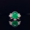 14k Gold 4.39 Ctw Vivid Green Natural Emerald & Diamond Ring