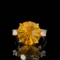 14k Gold 6.35 Ct Natural Citrine & Sapphire & Solitaire Ring