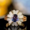 14k Gold 1.56 Ct Natural Sapphire & Diamond & Cocktail Ring