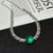 14k Gold 4.25 Ct Vivid Green Natural Emerald & Diamond & Sapphire Necklace