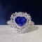 14k Gold 2.18 Ctw Natural Sapphire & Diamond & Cocktail Ring