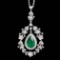 14k Gold 2.09 Ct Natural Emerald & Diamond Pendant