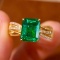 14k Gold 1.92 Ctw Natural Emerald & Diamond Ring