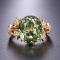 14k Gold 9.68 Ctw Natural Tourmaline & Diamond & Solitaire Ring