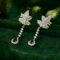 14k Gold 0.96 Ctw Natural Sapphire & Diamond Earrings