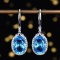 14k Gold 15.19 Ctw Natural Topaz & Sapphire Earrings