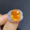 14k Gold 12.81 Ctw Natural Spessartine & Diamond & Solitaire Ring