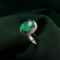 14k Gold 1.90 Ct Natural Emerald & Diamond & Solitaire Ring
