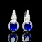 14k Gold 1.37 Ctw Vivid Blue Natural Sapphire & Diamond Earrings