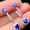 14k Gold 1.96 Ctw Natural Sapphire & Diamond Earrings