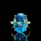 14k Gold 8.10 Ct Natural Topaz & Diamond Ring
