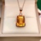 14k Gold 7.73 Ctw Natural Citrine & Diamond Pendant