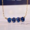 14k Gold 1.80 Ct Natural Sapphire & Diamond Necklace