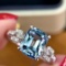 14k Gold 1.90 Ct Natural Aquamarine & Diamond Ring