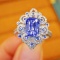 14k Gold 2.59 Ctw Natural Sapphire & Diamond Ring