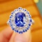 14k Gold 2.93 Ctw Natural Sapphire & Diamond & Cocktail Ring