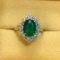 14k Gold 3.10 Ct Natural Emerald & Diamond Ring