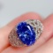 14k Gold 4.30 Ct Natural Tanzanite & Diamond Ring