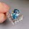 14k Gold 1.54 Ctw Natural Aquamarine & Diamond Ring