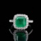 14k Gold 2.55 Ct Natural Emerald & Diamond Ring