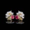 14k Gold 0.70 Ctw Natural Ruby & Diamond Earrings