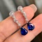 14k Gold 3.31 Ctw Natural Sapphire & Diamond Earrings
