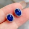 14k Gold 3.63 Ctw Natural Sapphire & Diamond Earrings