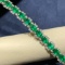 14k Gold 9.00 Ctw Natural Emerald & Diamond Bracelet