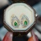 14k Gold 0.30 Ct Natural Emerald & Diamond Earrings