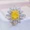 Gia Certified 14k Gold 1.11 Ctw Natural Yellow Diamond & Diamond & Cocktail Ring