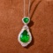 14k Gold 3.22 Ctw Vivid Green Natural Emerald & Diamond Pendant