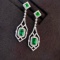 14k Gold 2.30 Ctw Vivid Green Natural Emerald & Diamond Earrings